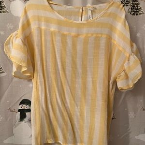 Summery Yellow & White Top